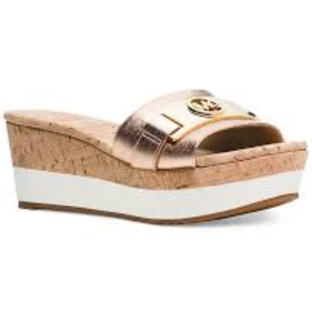 Michael Kors Warren Metallic Gold Wedges Size 6.5M